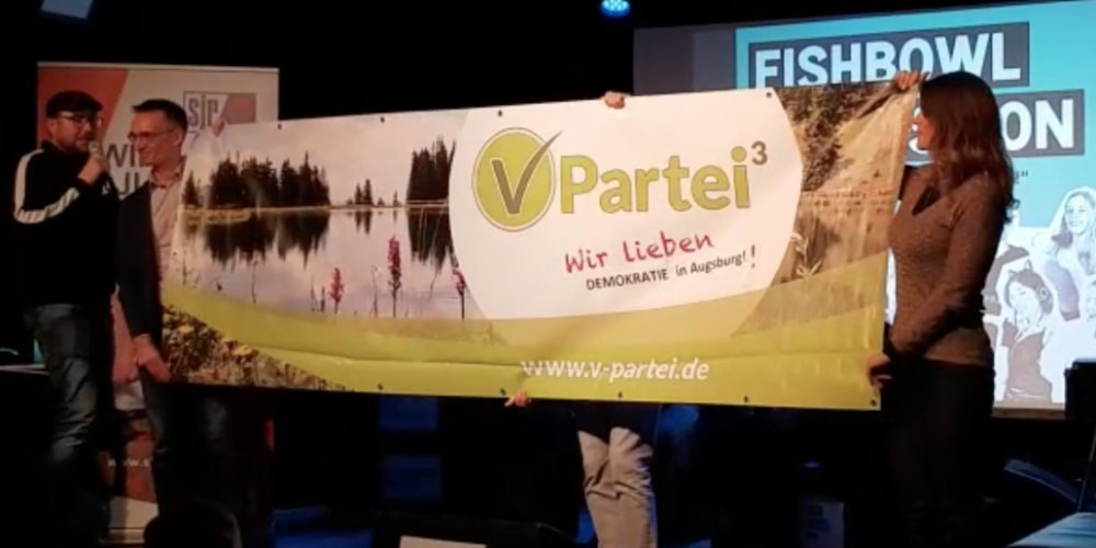 Demokratie-Flashmob der V-Partei³ beim Stadtjugendring